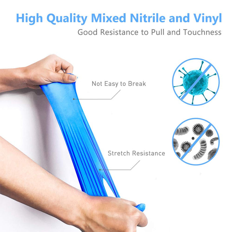  [AUSTRALIA] - Disposable Gloves, 100Pcs Nitrile-Vinyl Blend Exam Gloves, Upgrade to Exam Blue Color, Powder Free, Latex Free, Kitchen and Food Safe - Ambidextrous (Large)