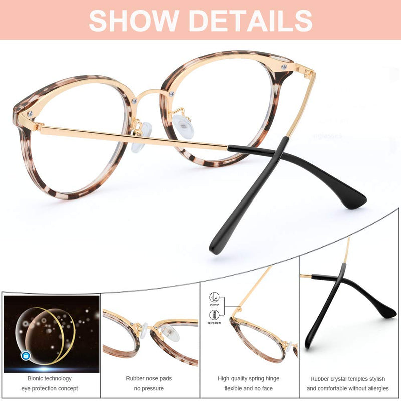  [AUSTRALIA] - Blue Light Blocking Glasses - Women/Men Retro Round Computer Reading Fashion Glasses Non Prescription 2020 Black+douhua