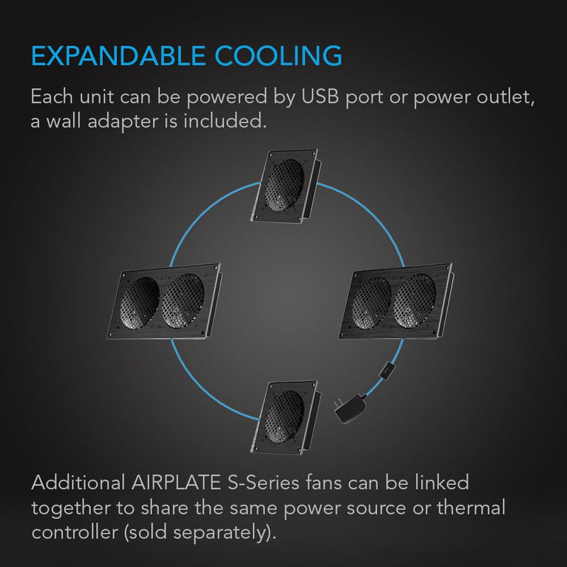  [AUSTRALIA] - AC Infinity AIRPLATE S1, Quiet Cooling Fan System 4" with Speed Control, for Home Theater AV Cabinets Single 80