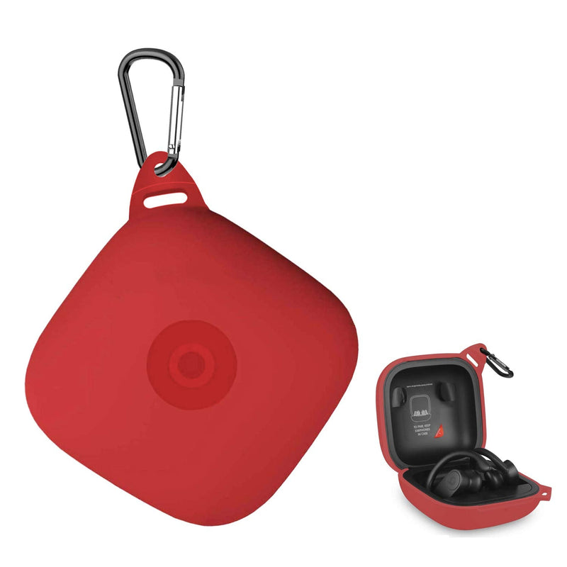  [AUSTRALIA] - Anti Lost Carrying Protective Silicone Replacement Case for Beats Powerbeats Pro 2019 Full Body Protection Shockproof Powerbeats Charging Case Skin and Cover with Carabiner Red