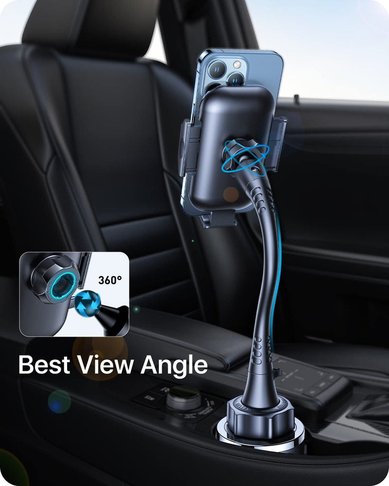  [AUSTRALIA] - andobil 15in Car Cup Phone Holder, [Ultra Durable & No Breaking] Adjustable Long Gooseneck Cup Holder Phone Mount, Compatible with iPhone 13/12/11, Samsung, Pixel, LG & Others Grey