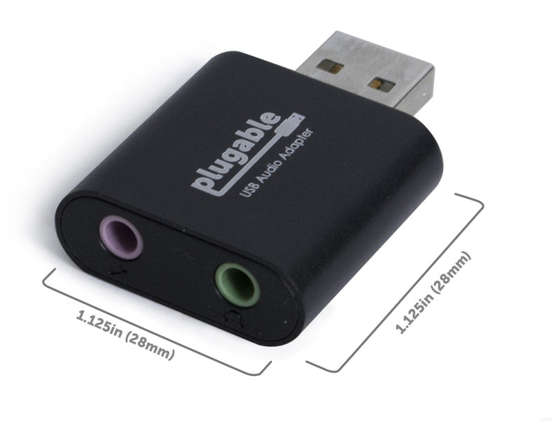  [AUSTRALIA] - Plugable USB Audio Adapter with 3.5mm Speaker-Headphone and Microphone Jack, Add an External Stereo Sound Card to Any PC, Compatible with Windows, Mac, and Linux