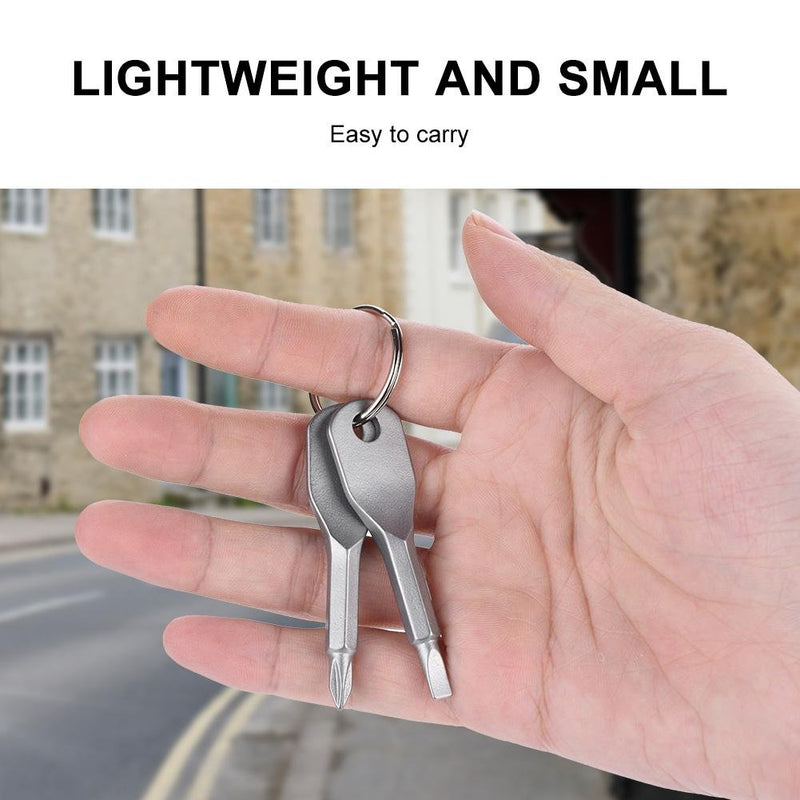 VGEBY1 Screwdriver, 2Pcs Multi-Functional Stainless Steel Portable Screwdriver Set with Key Ring Hand Tools Accessory Silver - LeoForward Australia