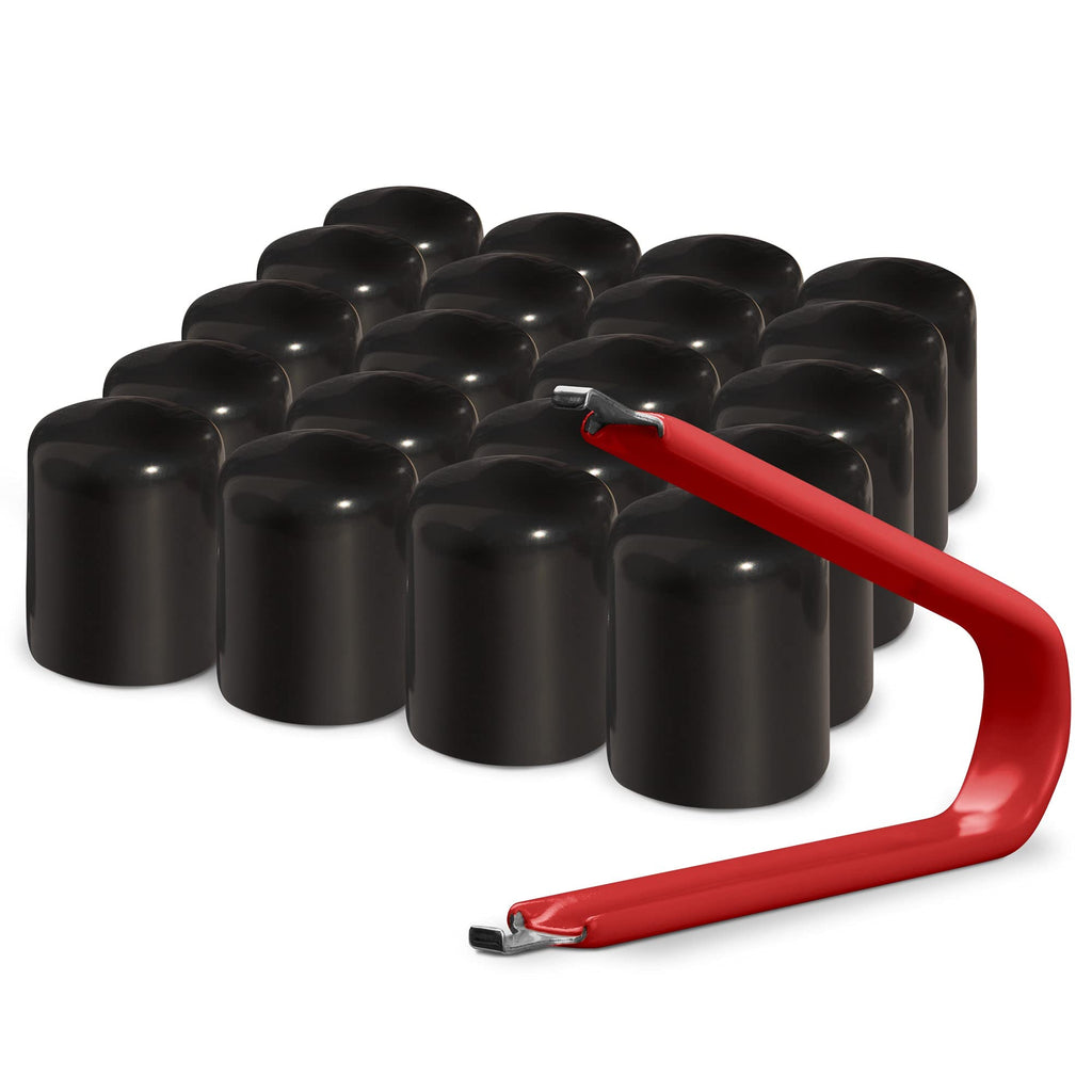  [AUSTRALIA] - ColorLugs Vinyl LugCap Lug Nut Cover Black | Flexible Fit Lug Nut Cap | Fits 21-23mm Wide x 1 Inch deep | Pack of 25 & Deluxe Extractor | Available in a Variety of Colors and Sizes | Made in The USA 21-23 mm, 25-Pack