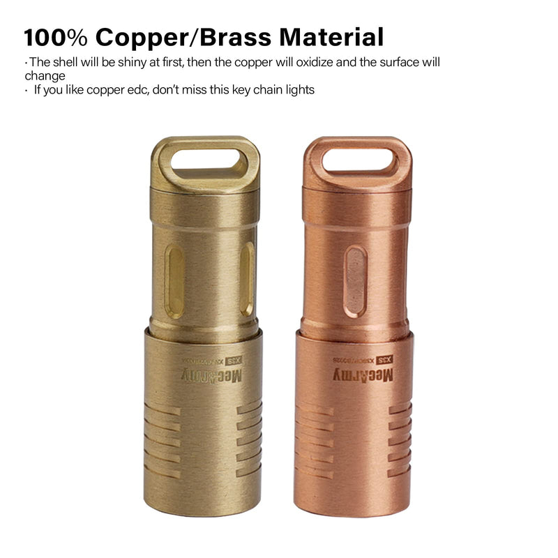 MecArmy X3S Copper/Brass Handheld Mini Keychain EDC Flashlight with Micro USB Charging | Portable Rechargeable Everyday Carry Keychain Torch|130 lumens Outdoor Waterproof Lamp (Copper) - LeoForward Australia