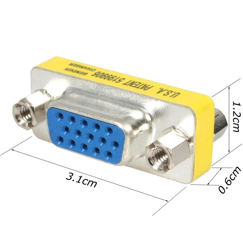 SVGA Connector, WOVTE DB HD New 15 VGA SVGA KVM Female to Female Gender Changer Adapter Coupler Pack of 2 2Packs - LeoForward Australia