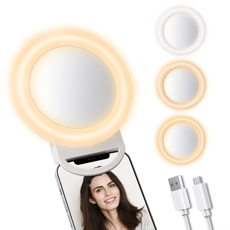  [AUSTRALIA] - Selfie Ring Light, Seenda Portable Selfie Light with 36 LED & Makeup Mirror, Rechargeable Selfie Circle Light with 3 Light Modes & 3 Brightness Levels for Phones Laptop Livestream Photography