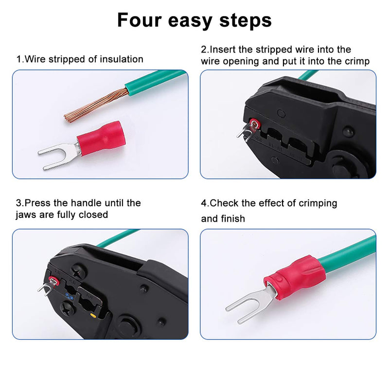  [AUSTRALIA] - Baomain Insulated Fork Spade Wire Connector Electrical Crimp Terminal 14-16AWG(1.5-2.5 mmq) USA #8 Pack of 100