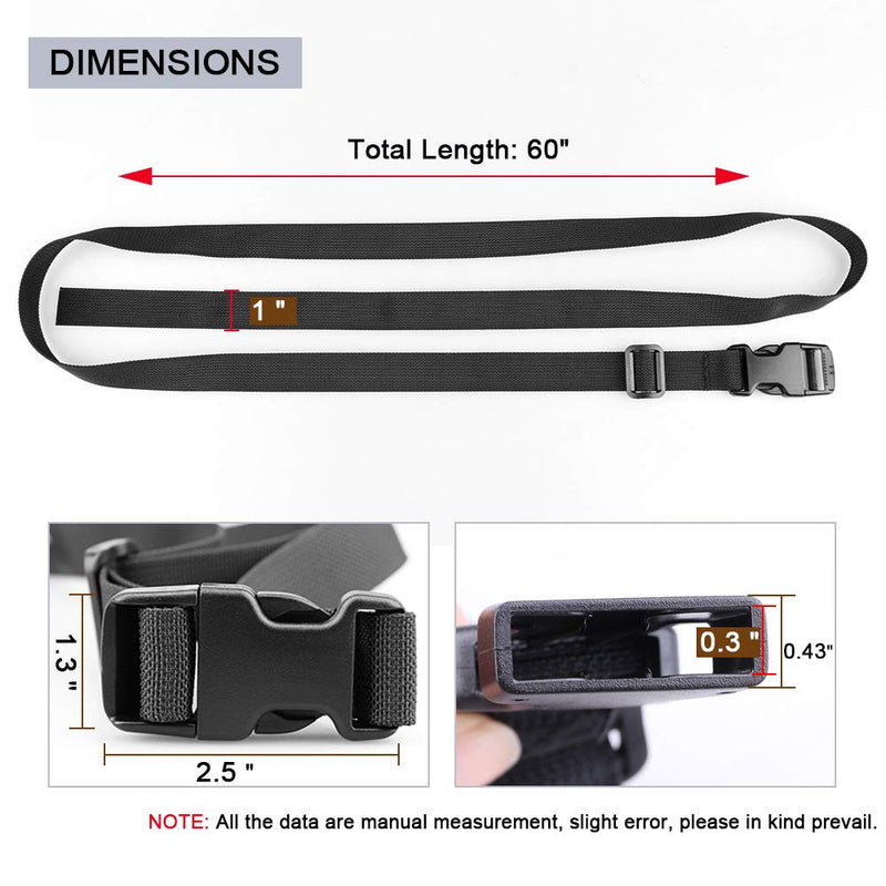  [AUSTRALIA] - MAGARROW 40" 60" Strap Buckle Packing Straps Adjustable 1-Inch Belt 1" Wide - 60" Long Black (4-Pack)