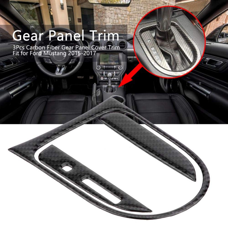  [AUSTRALIA] - Acouto 3Pcs Carbon Fiber Car Interior Gear Panel Cover Trim Sticker for Ford Mustang 2015-2017