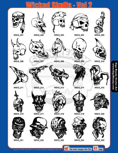  [AUSTRALIA] - Skulls Clipart-Vinyl Cutter Plotter Clip Art Images-Sign Design Vector Art Graphics CD-ROM (Volumes 1+2)