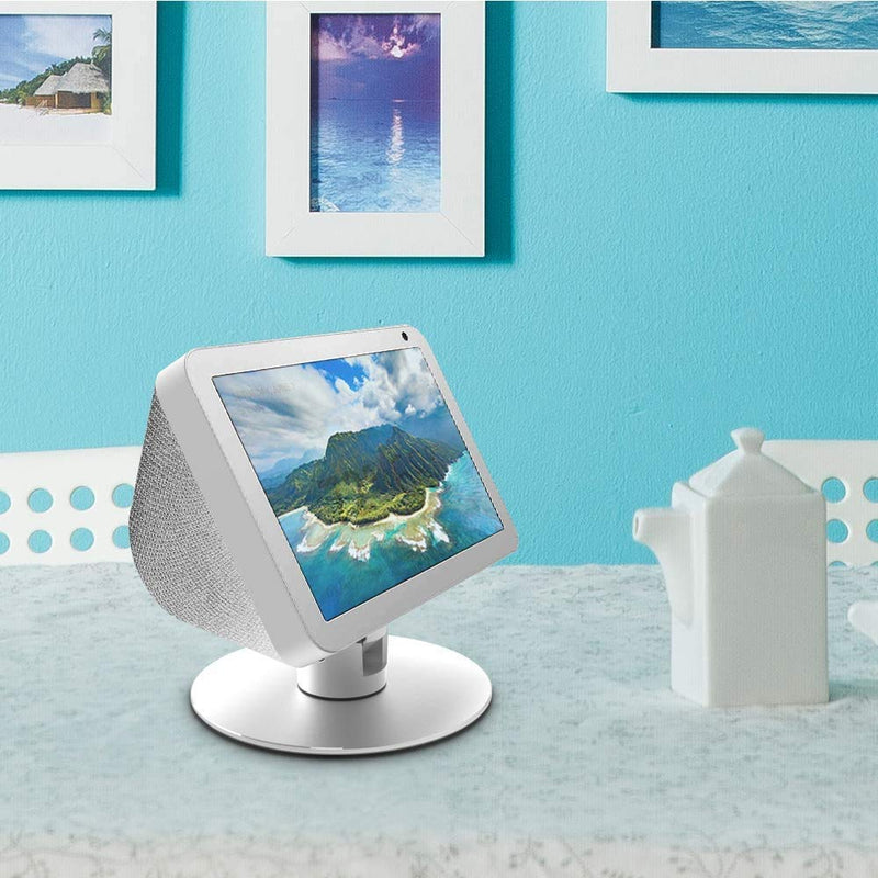  [AUSTRALIA] - ATOPKUWAR Stand for Amazon Echo Show 8, Echo Show 8 Adjustable Stand, Horizontal 360 Rotation Longitudinal Angle Change Echo Show 8 White MY012-02