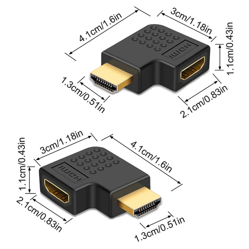  [AUSTRALIA] - 7 Pack HDMI Angled Adapter Combo, 3 Pcs Vertical Flat Left & Right 90 Degree Angle and 4 Pcs 270 & 90 Degree Male to Female HDMI Adapter, Gold-Plated 3D Supported TV Connector