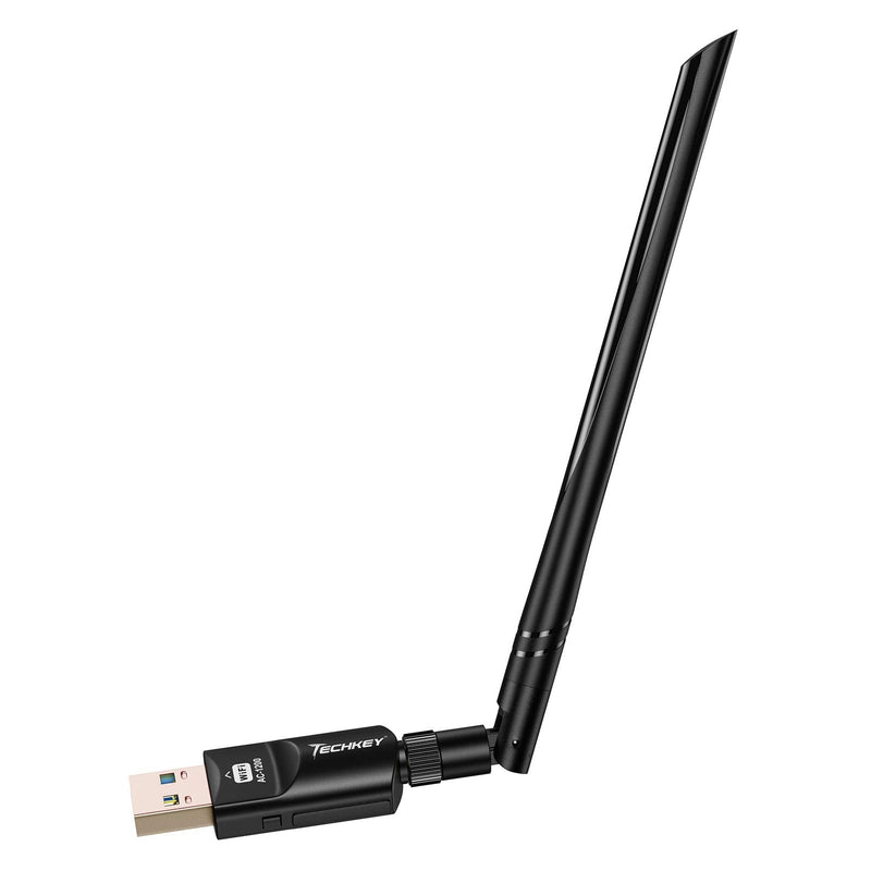  [AUSTRALIA] - USB WiFi Adapter 1200Mbps Techkey USB 3.0 WiFi Dongle 802.11 ac Wireless Network Adapter with Dual Band 2.42GHz/300Mbps 5.8GHz/866Mbps 5dBi High Gain Antenna for Desktop Windows XP/Vista / 7-10 Mac Black