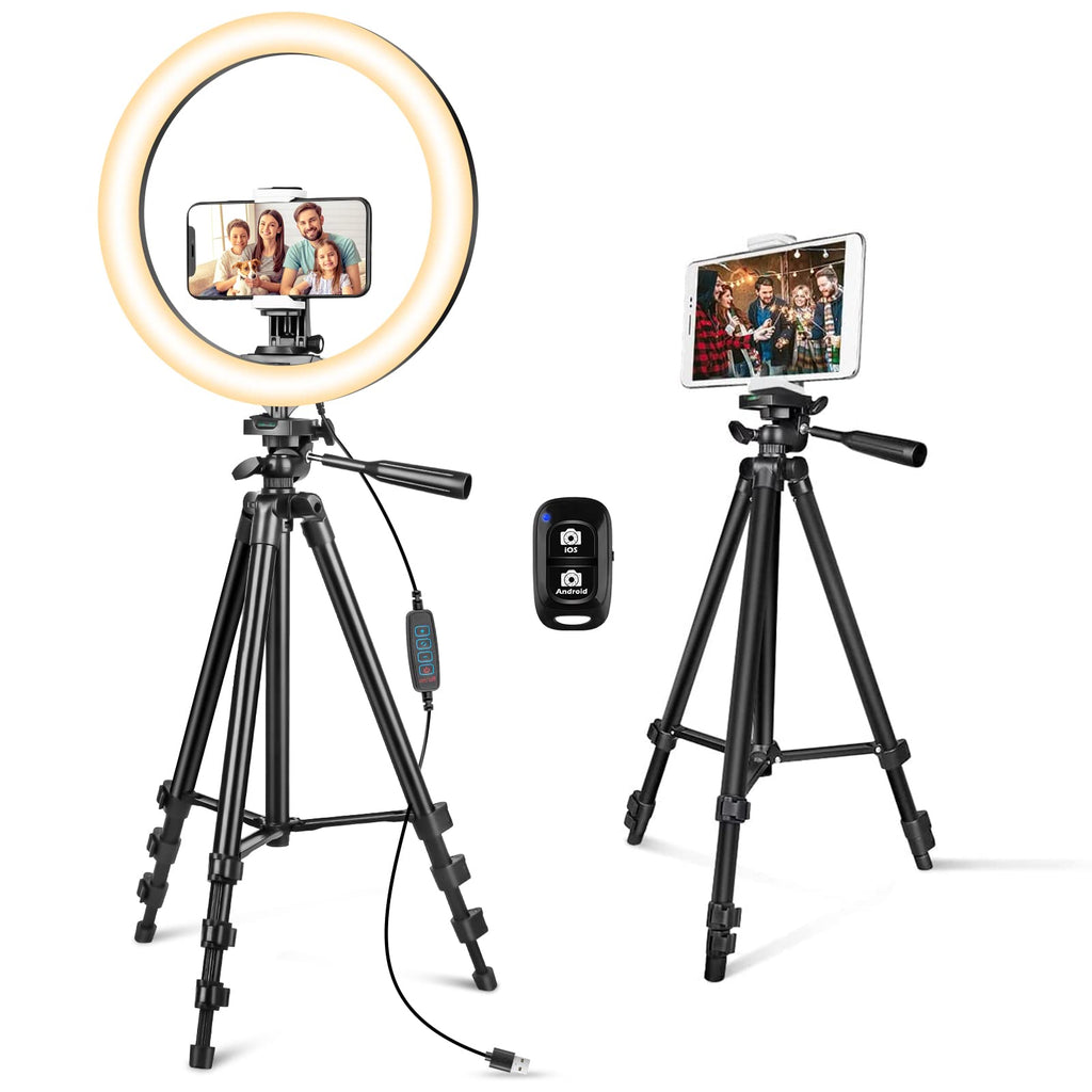  [AUSTRALIA] - Aureday 12" Ring Light with Stand and Phone Holder, Extendable Tripod and Dimmable Ring Light for Photography, Live Streaming, Video Recording