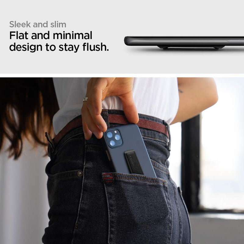  [AUSTRALIA] - Spigen Flex Strap Cell Phone Grip/Universal Grip/Smartphone Holder Soft Elastic Strap Holder Designed for All Smartphones and Tablets - Black