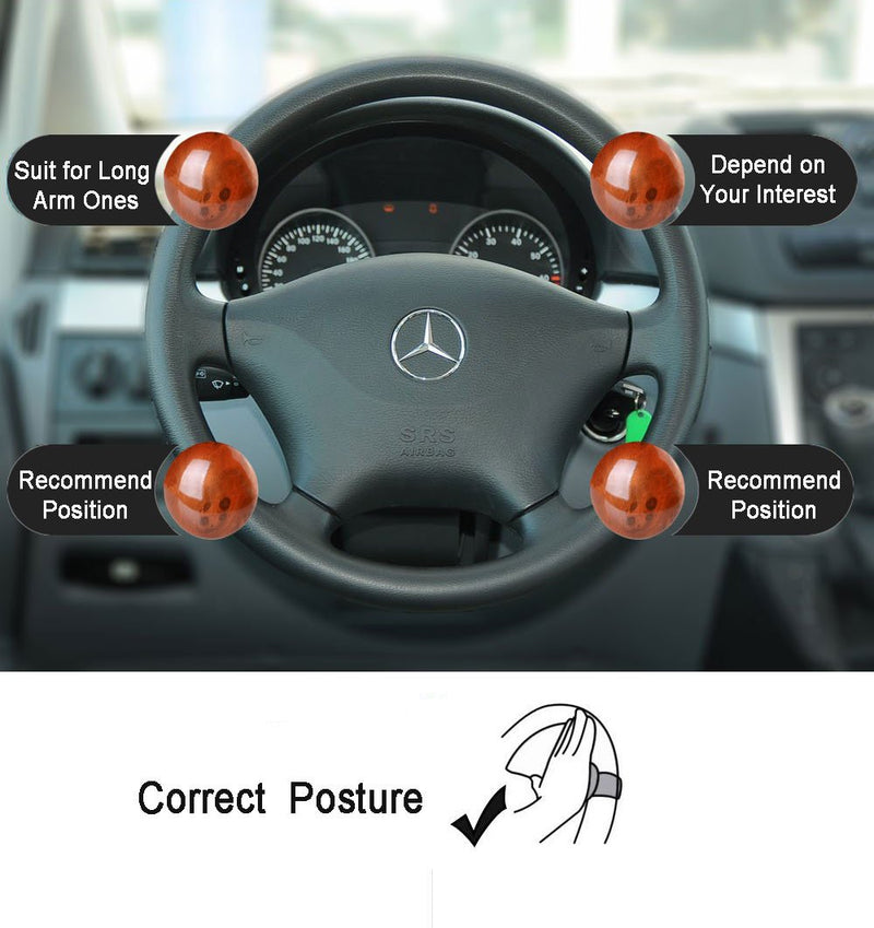  [AUSTRALIA] - Metal + ABS Truck Steering Wheel Suicide Spinner Handle Power Ball Booster Spin Knob Clamp Fit for Universal Car (brown)