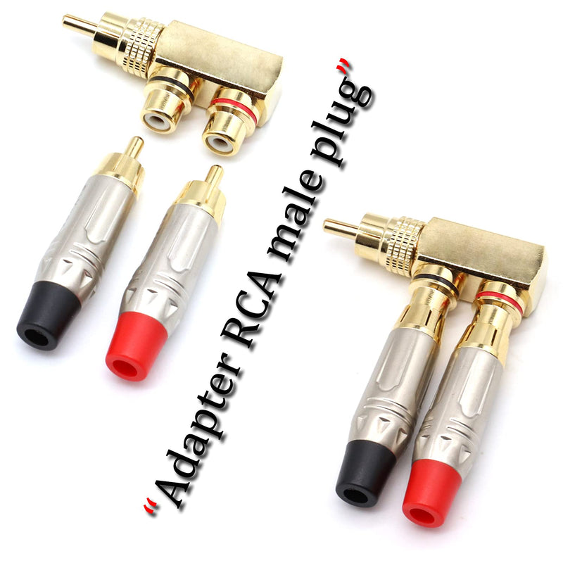  [AUSTRALIA] - RCA Splitter Adapter,Right Angle RCA Male to 2 RCA Female AV Splitter Adapter Gold Plated Connector(2Pack)-LOCHSOEL