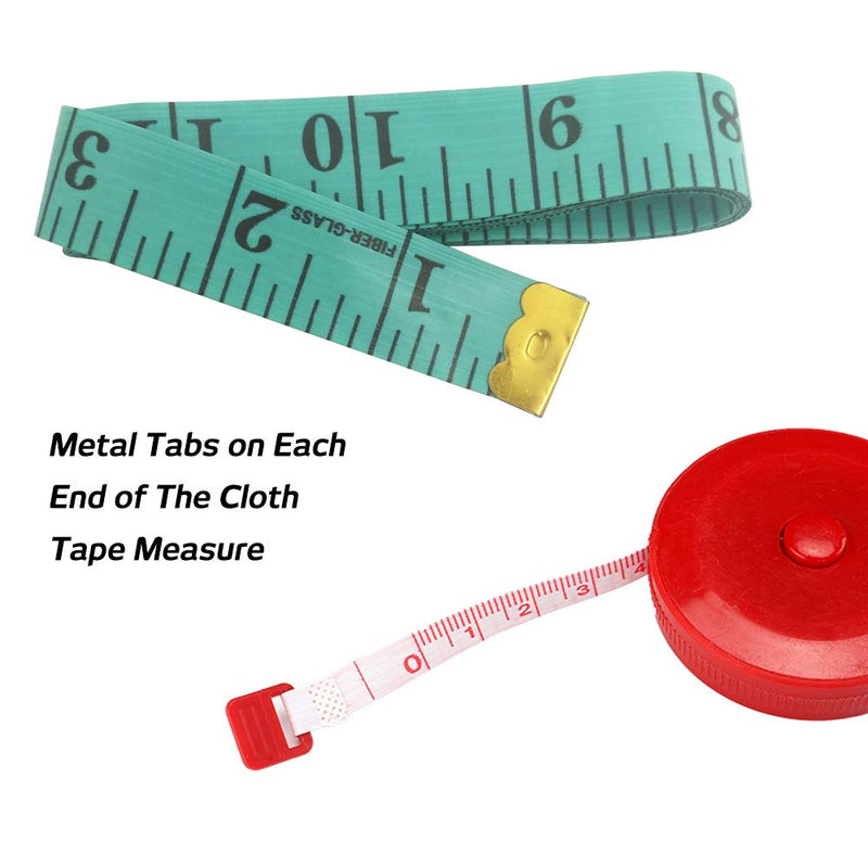  [AUSTRALIA] - Set of 12, 60-Inch 1.5 Meter Retractable Measuring Tape & Tailor Soft Tape Measure, SourceTon Assorted Colors Retractable Double-Sided Tailor Tape Measure