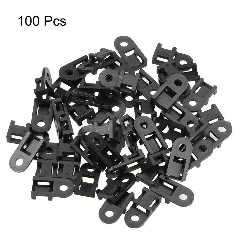  [AUSTRALIA] - uxcell Cable Tie Base Saddle Type Mount Wire Holder Permanently Anchor To Wall Desk 19.6x9.5x5mm Black 100pcs