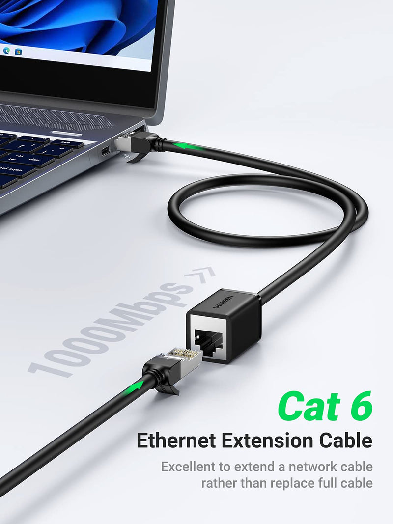  [AUSTRALIA] - UGREEN Ethernet Extension Cable Cat6 LAN Cable Extender Cat 6 RJ45 Network Patch Cord Male to Female Connector for Router Modem Smart TV PC Computer Laptop 3FT