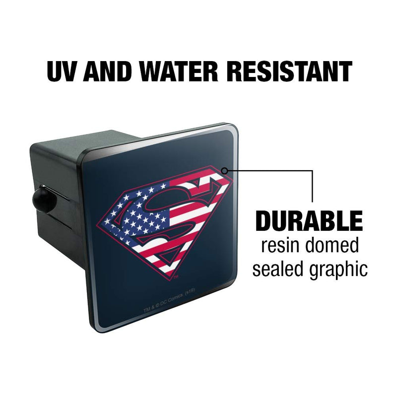  [AUSTRALIA] - Graphics and More Superman USA American Flag Shield Logo Tow Trailer Hitch Cover Plug Insert 2 Inch Receivers