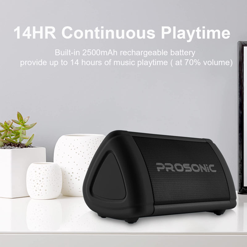  [AUSTRALIA] - Prosonic BT3 Portable Wireless Bluetooth Speaker with 10W Stereo Sound & Bass Boost -Rich Sound & Intense Bass -Bluetooth 5.0 -Microphone -IPX5 - in & Outdoor Speaker (Black) Black