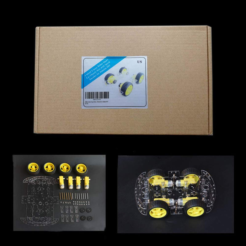 4 Wheel 2 Layer Robot Smart Car Chassis Kits with Speed Encoder for Arduino DIY (Yellow) - LeoForward Australia