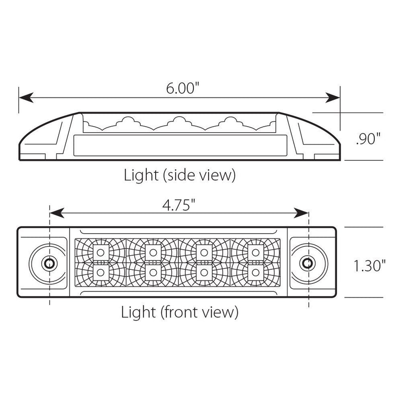  [AUSTRALIA] - Grand General 76273 Red Rectangular 8 LED Marker/Clearance Light with Clear Lens Light Only Red/Clear