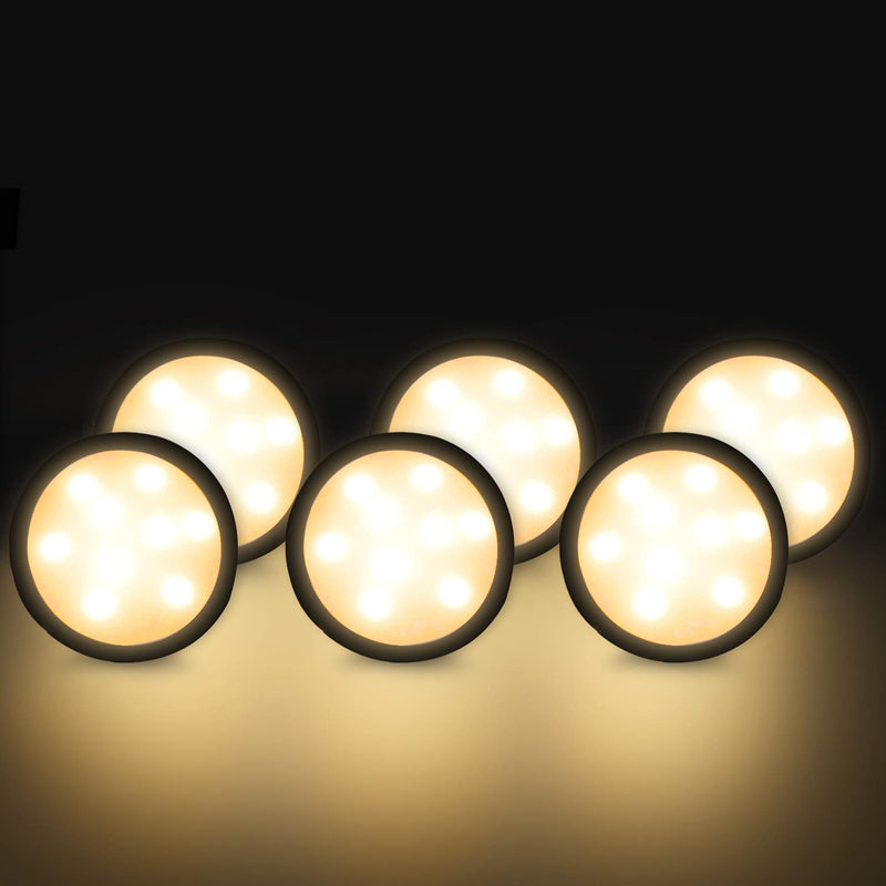 Newest LED Under Cabinet Lighting Kit, 1020 Lumens LED Puck Light, 3000K Warm White, CRI90+, Touch Dimming, Black Trim All Accessories Included, for Kitchen, Closet Lights, Safe Light, 6-Pack 3000k (Warm White) 6 Pack (Black) - LeoForward Australia