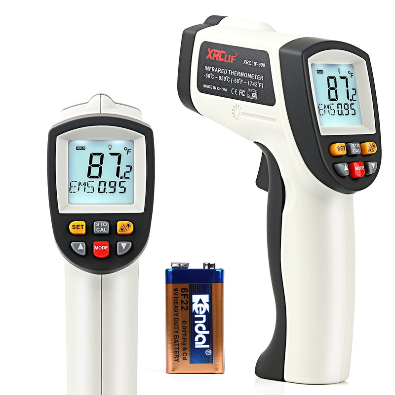  [AUSTRALIA] - Laser infrared thermometer temperature gun for measuring high temperatures -50°C ~ 950℃, data storage, max/min measurement (not for humans) -50～950℃ gray