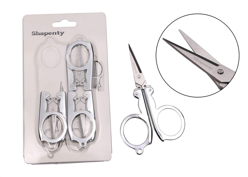  [AUSTRALIA] - Shapenty Stainless Steel Folding Portable Travel Scissors Foldable Paper String Craft Shred Scissors, 4 Pack