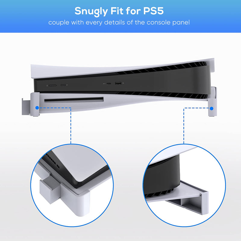  [AUSTRALIA] - FASTSNAIL Horizontal Stand for Playstation 5, Console Lay Down Stand for PS5 with Adjustable Snap-in Bracket and Nonslip Rubber Feet, Gaming Accessories Kit Compatible with PS5 DE and UHD