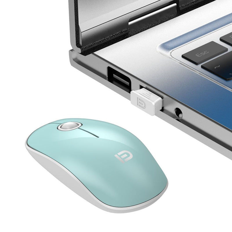 Wireless Mouse(Battery Included), FD V8 2.4G Slim Silent Travel Cordless Mouse Optical Mice with Nano Receiver for Laptop Computer PC MacBook Chromebook and Notebook (Mint Green) Mint Green - LeoForward Australia