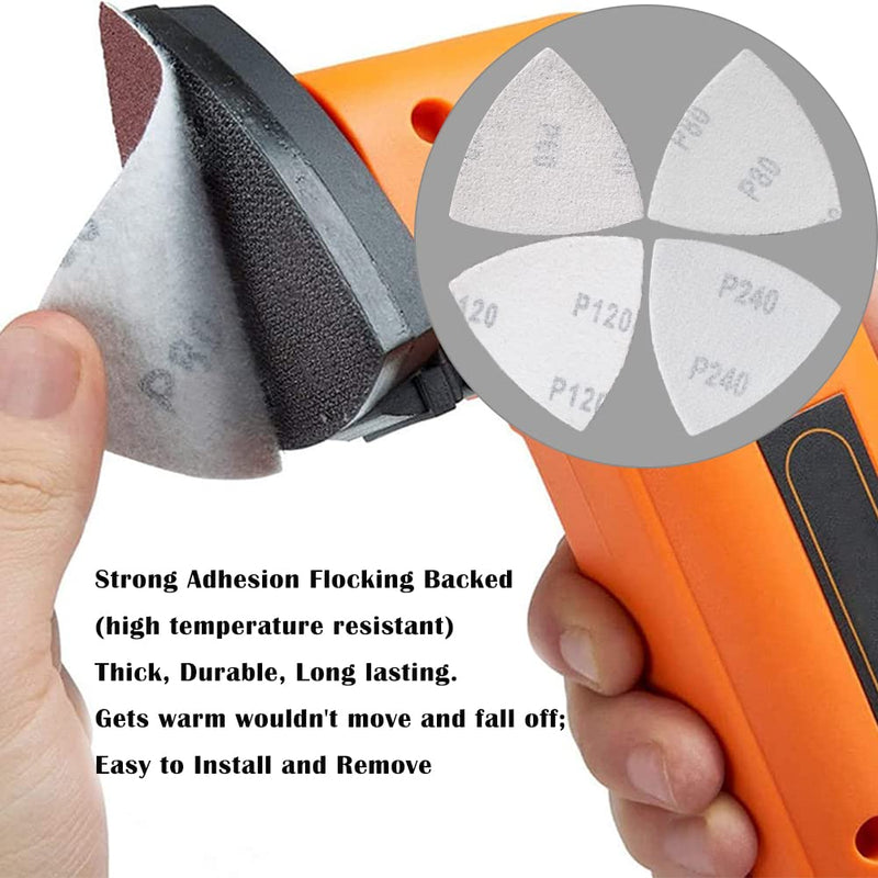  [AUSTRALIA] - AIRIC 100pcs Triangular Sanding Padpapers Assorted 60/80/120/240 Grits Oscillating Multi Tool Sanding Pad, Fit 3-1/8in Triangle Oscillating Multitool Sanding Pad, 080MM Mix Grit-100Pcs