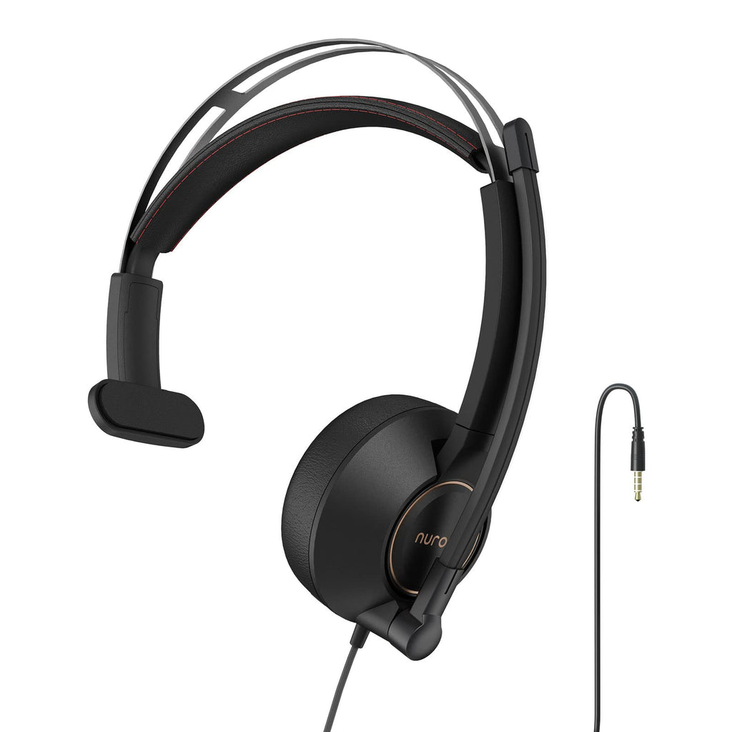  [AUSTRALIA] - NUROUM Wired Headset, Single-Ear (Mono) 3.5mm Headphones with Noise Canceling Microphone, On Ear Computer Headset