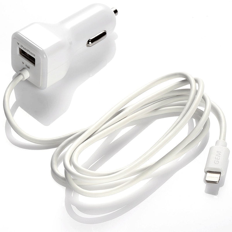  [AUSTRALIA] - GEMBONICS Apple Certified iPhone Lightning Car Charger for iPhone 12, 11, X, XR, XS, 8, 8 Plus, 7, 7 Plus, 6S, 6S Plus, 6 Plus, SE, 5S, iPad Pro, Air 2, Mini 4 with Extra USB Port (White) White