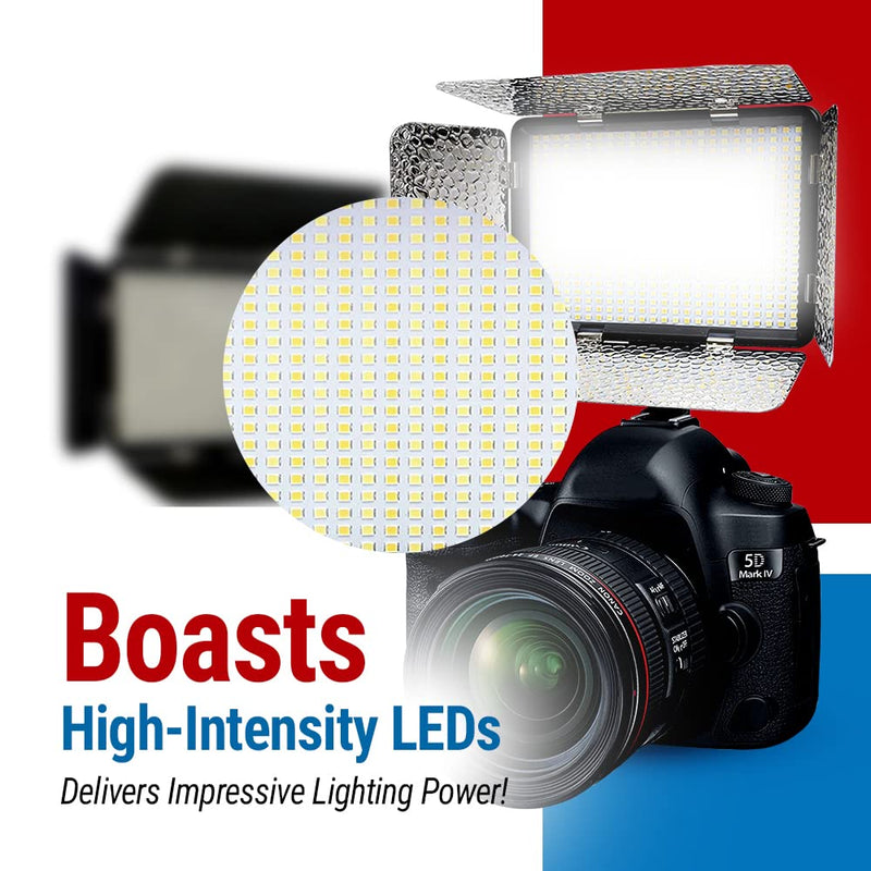  [AUSTRALIA] - Vidpro LED-150 Photo and Video Light Kit - On Camera Panel LED Light - Adjustable and Dimmable Light Fits Cameras Video Camcorders and DLSR w/ Hot Shoe Includes Rechargeable Battery Diffuser and More
