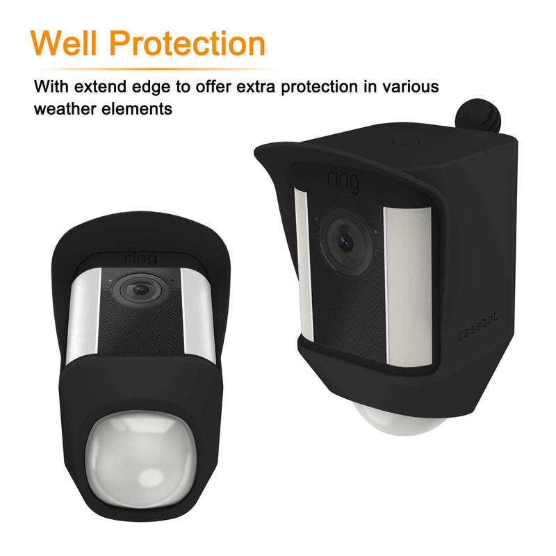  [AUSTRALIA] - Fintie Silicone Case for Ring Spotlight Cam, Soft Silicone Weather Resistant Protective Skin Cover for Ring Spotlight Battery HD Security Camera, Black