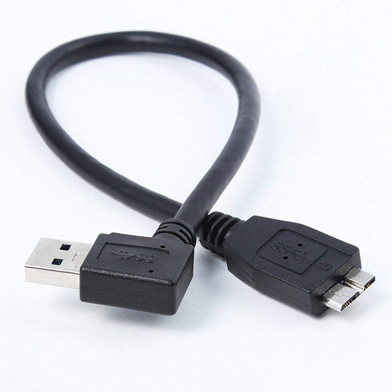 Bluwee SuperSpeed USB 3.0 Cable - Right Angle 90 Degrees Type A Male to Micro-B Cable Cord - 1ft(30cm) - Round Black(OD 6.0mm) Black 30cm - LeoForward Australia