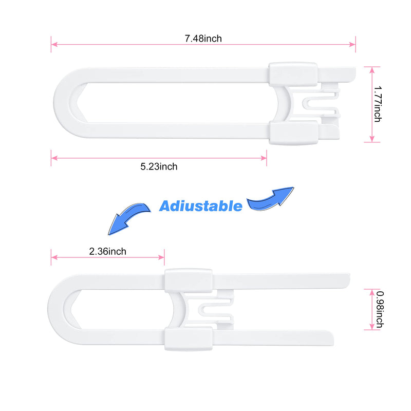  [AUSTRALIA] - Vmaisi Baby Sliding Cabinet Locks - 4 Pack Adjustable U Shaped Child Safety Locks,Childproof Latches for Kitchen Bathroom Storage Cupboards Doors, Handles and Knobs White (4)