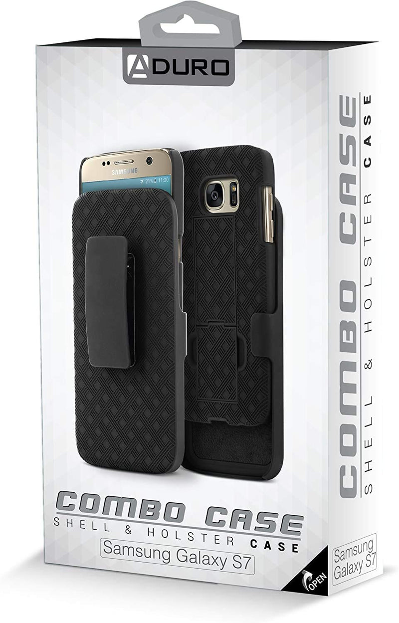  [AUSTRALIA] - Galaxy S7 Case, Aduro Shell & Holster Combo Case Super Slim Shell Case w/Built-in Kickstand + Swivel Belt Clip Holster for Samsung Galaxy S7
