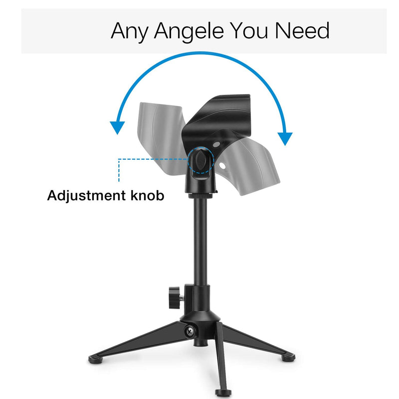  [AUSTRALIA] - Moukey Desk Mic Stand Universal Adjustable Desktop Microphone Stand Portable Foldable Tripod Mic Table Stand with Small Plastic Microphone Clip For Sm57 Sm58 Sm86 Sm87 Blue YetiBlue Snowball iCE