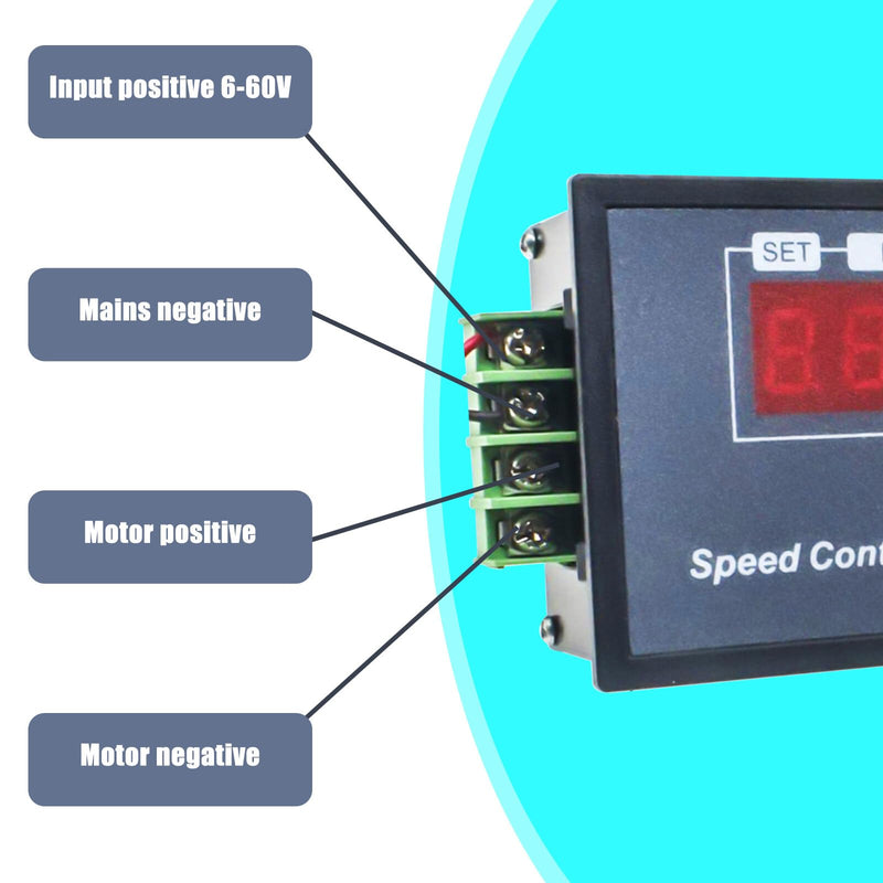  [AUSTRALIA] - DC motor speed controller, DC 6-60V 6V 12V 24V 36V 48V30A DC motor speed controller, speed adjustable stepless controller with start-stop switch regulator motor rotary knob