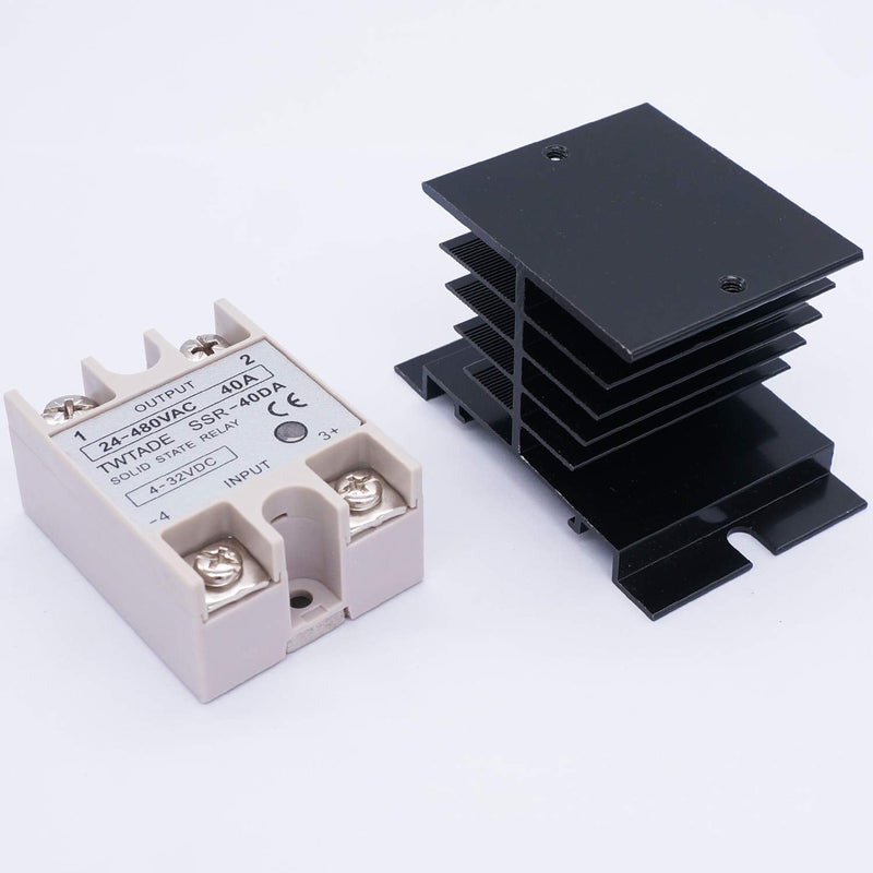  [AUSTRALIA] - TWTADE Solid State Relay SSR-40 DA 40A DC 3-32V to AC 24-380V + Heat Sink DC to AC 40A