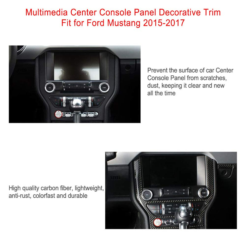  [AUSTRALIA] - Acouto Carbon Fiber Multimedia Center Console Panel Decorative Trim Sticker for Ford Mustang 2015-2017