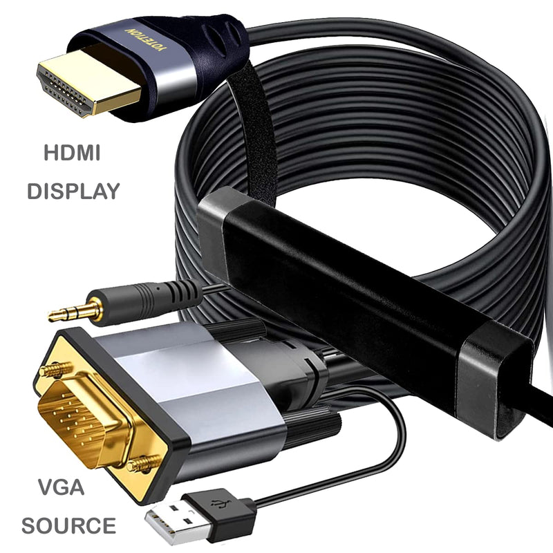  [AUSTRALIA] - VGA to HDMI Adapter 25FT, with Audio VGA to HDMI Converter VGA to HDMI Cable with Audio, Active Male VGA-HDMI Out Lead Video Adattatore Cord for Computer,Laptop,Projector