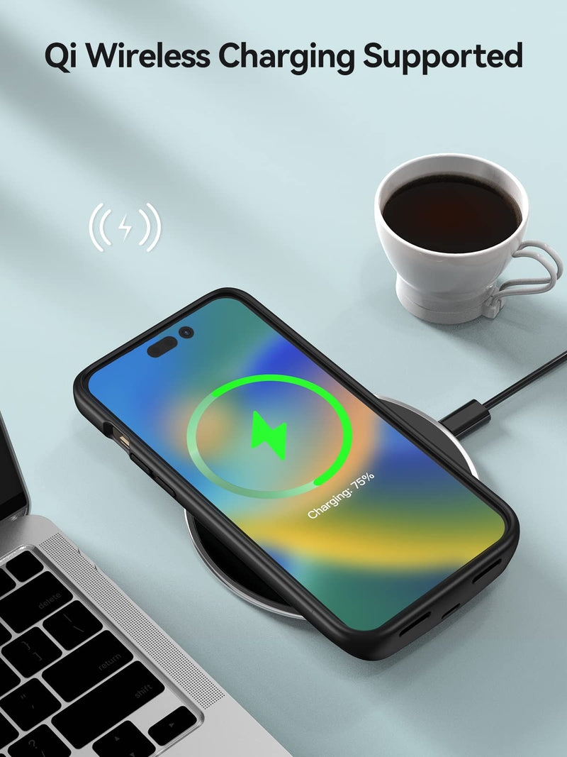  [AUSTRALIA] - NEWDERY Battery Case for iPhone 14 Pro/14/13 Pro/13 10000mAh, Wireless Charging & Wired Earphone & Sync-Data Supported, Portable Extended Charger Case for iPhone 14/13 Pro, 6.1"(Not for 14 Plus)