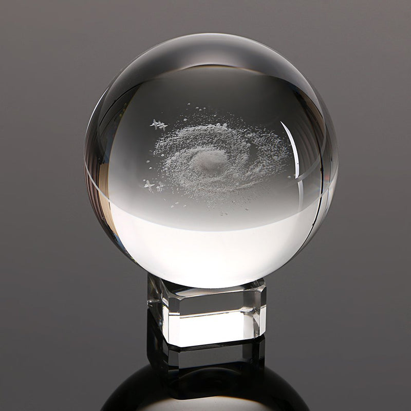 OwnMy Galaxy Crystal Ball Glass Sphere Display Globe Paperweight Healing Meditation Ball with Clear Stand for Creative Gift (60MM/2.4") 2.3" / 60MM - LeoForward Australia