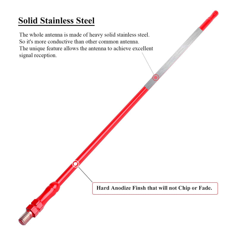  [AUSTRALIA] - Jamscar Red Antenna Compatible for Jeep Wrangler JK JL JKU Unlimited Sport Rubicon Sahara 2007-2023 | Short Heavy Metal Billet Antenna Accessories Replacement | for Optimized Truck Radio Reception